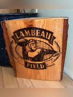 "Lambeau Field" commemorating the historic home of the Green Bay Packers.